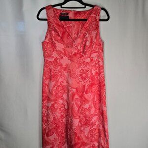 Jones New York Signature Stretch Pink Coral Floral Sheath Dress Size 10